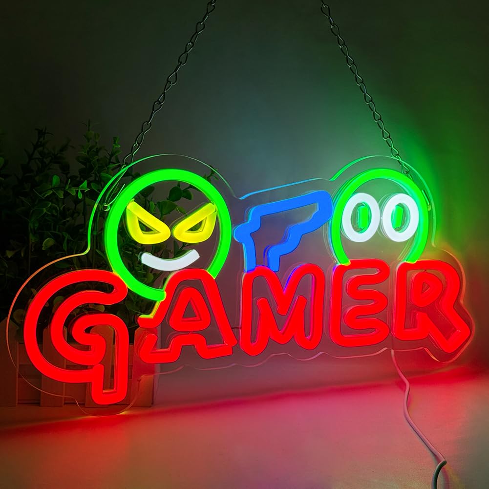 Party Games School - Gamer Neon-Schild LED-Wandleuchte Anpassbare Farbenfrohe Gaming-Neonlampe